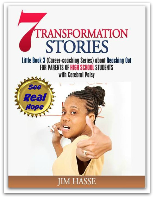 Cover of Little Book 3: 7 transformation stories about Reaching Out. African-American high school girl at whiteboard, giving thumbs-up.