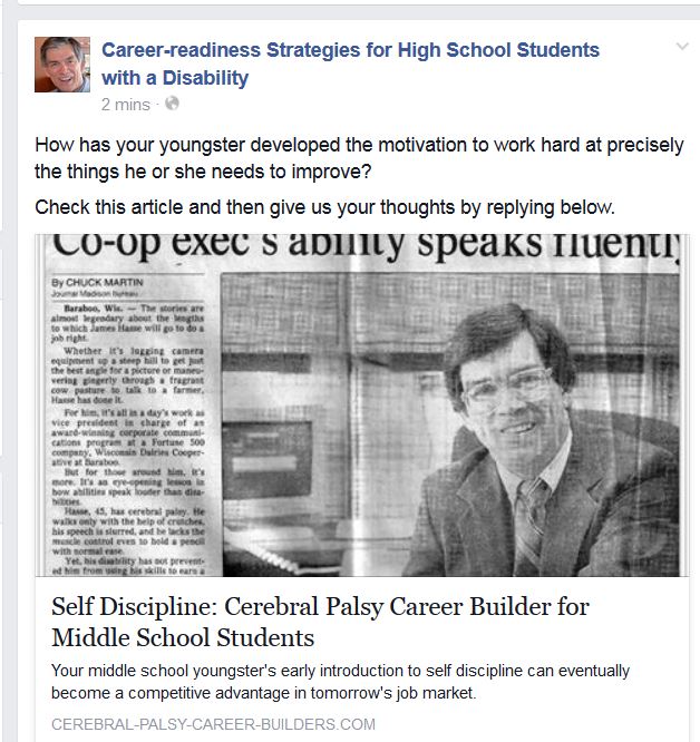 Newspaer clipping about Jim Hasse. Sample Facebook entry from the Week 3 above, using the first of the three potential discussion questions.